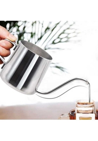Dancemonkey 250ml Uzun Dar Borulu 304 Paslanmaz Çelik El Damla Cezve, Küçük Boy Model