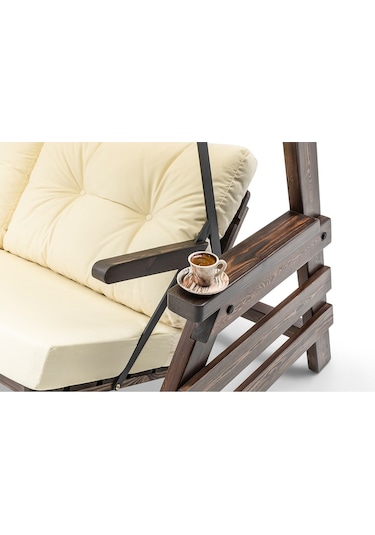 Belek Swing Ahşap Dış Mekan Bahçe Balkon & Teras Salıncağı Krem