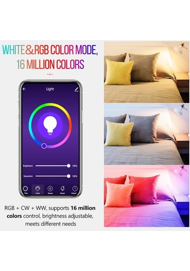 Moly Gu10 Wifi Akıllı Led Ampul 5w Rgb+cw+ww Beyaz 16m Renk Parlaklık Ayar App Ses Kontrolü Beyaz