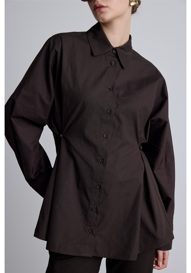 Bel Ayarlamalı Gömlek Kahverengi Kahverengi