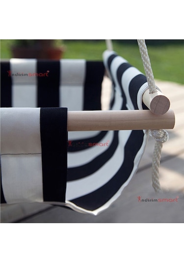 Bundera Ahşap Bebek Salıncak Çocuk Beşik Hamak Salıncağı Mavi Çizgili