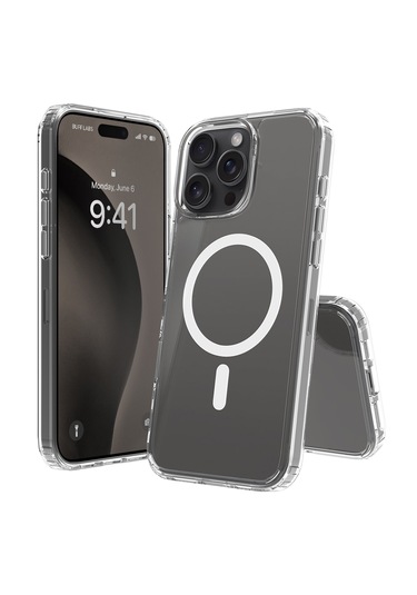 Apple İphone16 Pro Kılıf Magsafe Wireless Kablosuz Şarj Destekli Şeffaf Darbe Emici Kapak Şeffaf