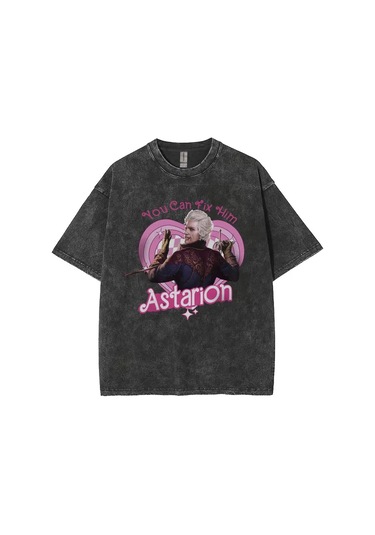 Dshztooma Baldurs Gate 3 Astarion Vintage Elf T-shirt - Erkek/kadın Rahat Yıkama Y2k Tshirtblack Black