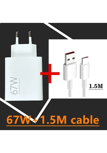 Xıaomıxiaomi 67w Hızlı Şarj Cihazı Usb-c Kablosu - Mi 14/13t/12t/13 Ultra Pro, Redmi Note 12/11/13 Pro, Poco X5/f5 Pro Uyumlu Kr Whıtedistribütör Garantili