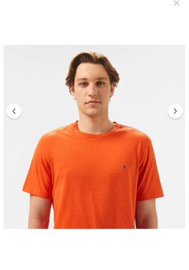 Tommy Hilfiger Klasik Sıfır Yaka T-shirt Turuncu
