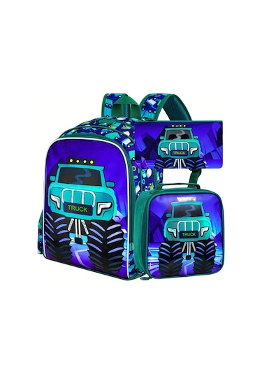 Maxaccess 16 Lan Di Lan Car 3lü Sırt Çantası Seti Erkek Çocuk Okul Çantası Beslenme Çantası Yeşil Siyah 16 Farklı Renk