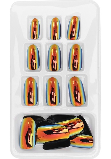 24 Adet Moda Takma Tırnak Çıkarılabilir Parlak Renkli Takma Tırnak Yama Tam Kapatıcı Tırnak Sanatı İpuçları