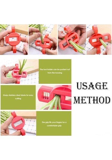 Yaleker 2'li Paket Yeşil Fasulye Dilimleyici, Fransız Tarzı Uzun Fasulye Kesici, Paslanmaz Çelik Bıçaklı Mutfak Aleti Kırmızı