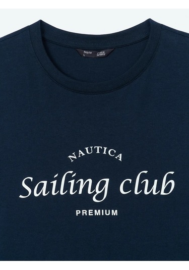 Nice & Easy Erkek Pamuklu Yazılı Tişört. 385464161 Mavi