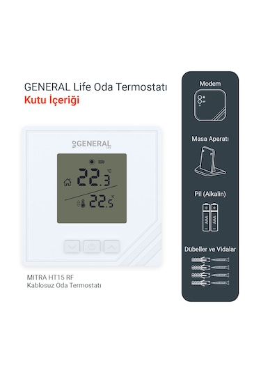 Mitra Ht15 Rf Kablosuz Oda Termostatı - Beyaz