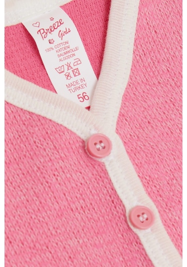 Breeze Kız Bebek Yelek Düğmeli 0-9 Ay, Pembe Pembe