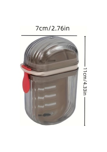 Meridiangoods 1 Adet Mini Taşınabilir Sabun Kutusu - Çift Contalı Gri Seyahat Sabun Kutusu Gri