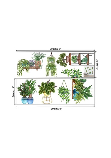 Saksılı Çiçek Tasarımlı Yapışkanlı Sticker 5060 Çok Renkli