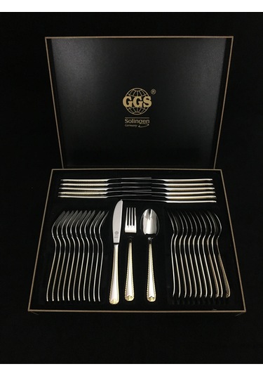 Renate Parlak Altın Solingen 96 Parça Kutulu Çatal Kaşık Bıçak Altın