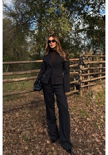 Siyah Tek Düğmeli Ceket Pantolon Takım - 9480 Siyah