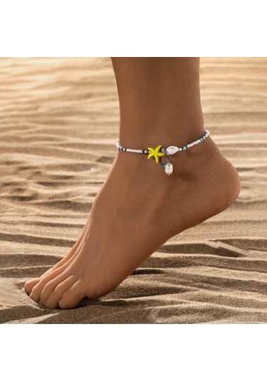 Denizyıldızı Denizyıldızı Şeklinde Halhallar Alaşım Ayak Bileği Aksesuarları Yeni Plaj Ayak Bileği Zincirleri Adam Sarı