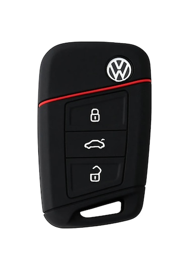 Volkswagen Passat B8 Skoda Superb Silikon Anahtar Kılıfı Siyahkırmızı02