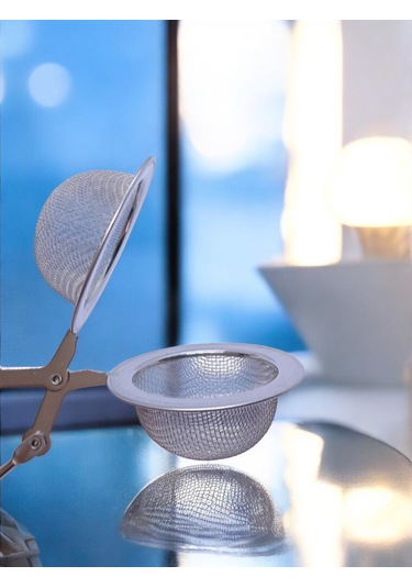 Çelik Çay Demleme Süzgeci Maşalı Pudra Şekeri Kakao Un Eleği