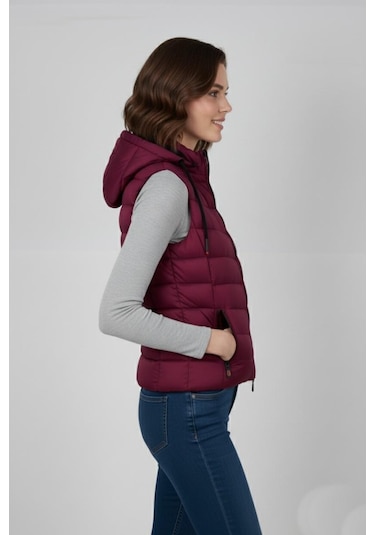 Baglan Kadın Kapüşonlu Spor Yelek 5000 Bgl-st04894 Bordo