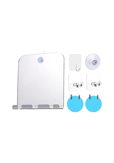 1 Takım Duş Aynası Vantuzlu Duvara Monte Akrilik Buğu Önleyici Tıraş Makyaj Aynası Banyo İçin Kare Diğer