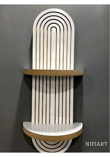 Semplice Meşe Dekoratif Duvar Rafı Beyaz