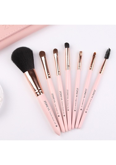 Sones Zoreya 7'si 1 Arada Makyaj Fırçası Seti Fırça Allık Fırçası Fondöten Fırçası Makyaj Fırçası Çantası Yeni Pembe