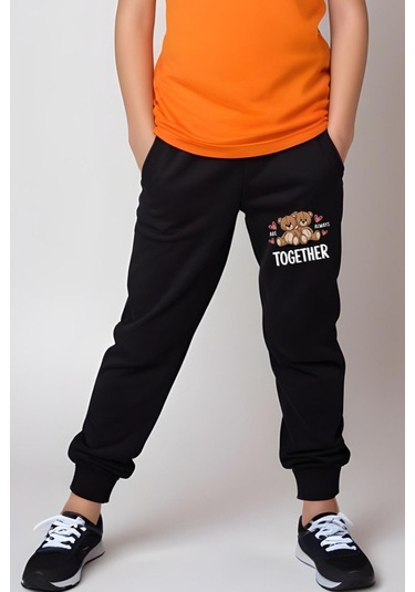 True Friends Baskılı Kız Çocuk Tişört Ve Eşofman Alt-üst Takım Turuncu