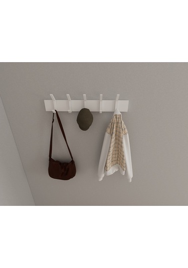 Hepsi3boyutlu Modern Duvar Kapı Askılık - 5 Adet Beyaz Askılık Beyaz