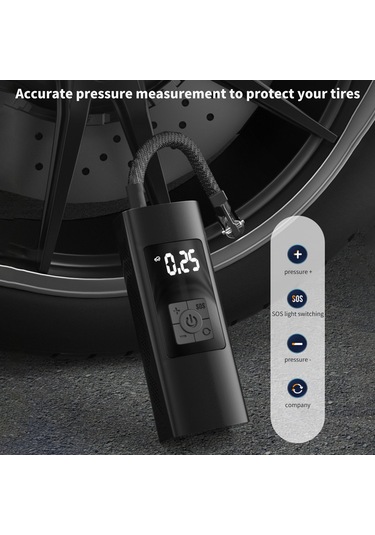 Reedark Akıllı Taşınabilir Hava Pompası - Araç, Bisiklet, Motosiklet Lastik Şişirme Ve Basınç Ölçer 112 Karakter