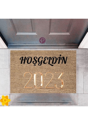 Kapı Önü Paspası Dekoratif Dijital Baskı Yeni Yıl Konsepti P-2657