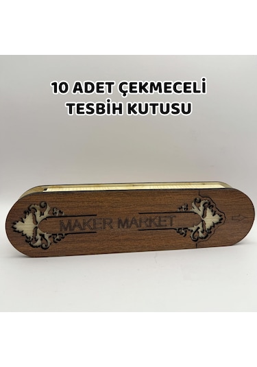 10 Adet Çekmeceli Tesbih Kutusu - Ceviz Model-747 04