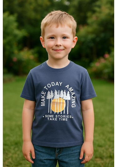 Erkek Çocuk %100 Pamuklu Baskılı Kısa Kollu Tişört - İndigo 3-4 Yaş 8-9 Yaş İndigo Erkek Çocuk %100 Pamuklu Baskılı Kısa Kollu Tişört - İndigo 3-4 Yaş 8-9 Yaş İndigo