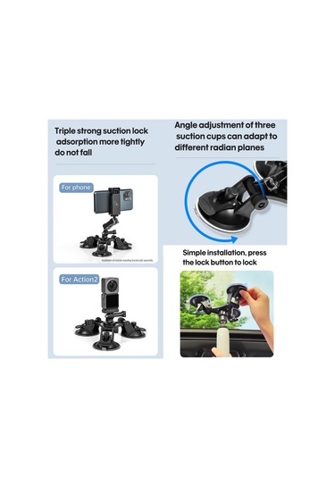 Vantuz Telefon Bağlantısı Spor Kamera Adaptörü İle Siyah