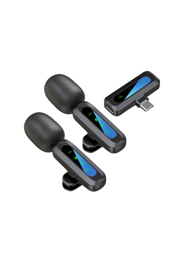 Mufunye Kablosuz Yaka Mikrofonu Sistemi Çift Mikrofon Gürültü Azaltma Kablosuz İletim Hafif Tak Ve Çalıştır F