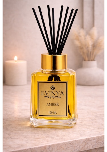 Amber Bambu Çubuklu Oda Kokusu 100 Ml Kalıcı Reed Diffuser