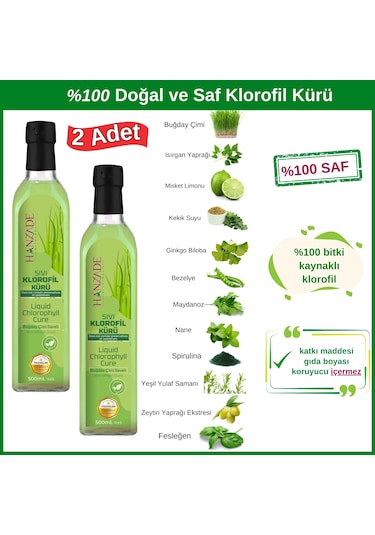 Hanzade Bitkisel Sıvı Klorofil Kürü Cam 2 x 500 ML