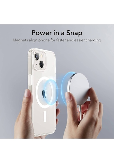 Ennar Apple Uyumlu iPhone 17 Pro Max Magsafe Sararmaz Şeffaf Sert Mika Silikon Kılıf Şeffaf