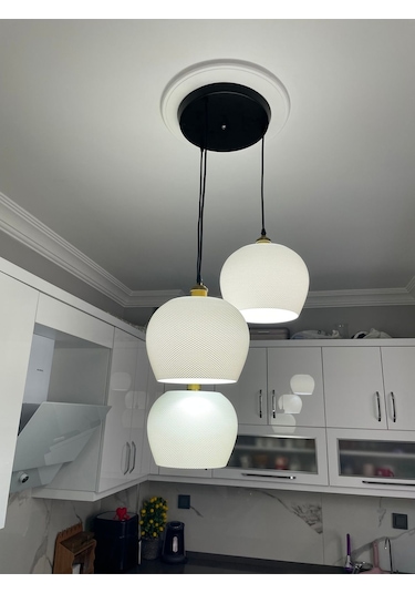 Modern Tarzda Sarkıt Salon Mutfak Yatak Odası Için 3'lü Bohem Avize Rustik Ampul Hediyeli Nestvibe Siyah