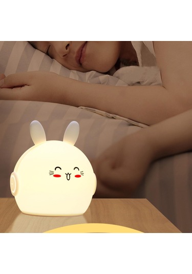 Suntek Silikon Kreş Gece Lambası Kısılabilir Renk Değiştirme Tavşan Fişi Çok Renkli