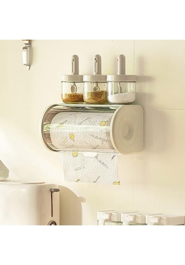 Kayısı Duvara Montaj Rulo Kağıt Tutucu Temizle Toz Geçirmez Kapak Modern Banyo Mutfak Kağıdı Havlu Kağıt Dispenseri Organizatör Saklama Kutusu