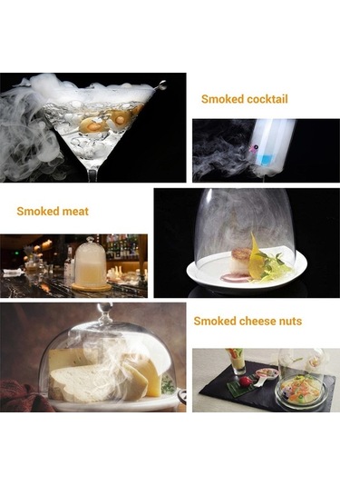 Ebitda Portatif Duman Enjeksiyonu Mutfak Smoker Kiti İçecekler Gıdalar Kokteyl Smokerı Kamp Bbq Piknik İçin Siyah Siyah