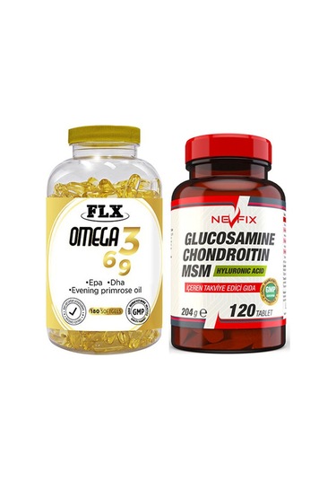 Flx Omega 3-6-9 Balık Yağı 180 Softgel & Nevfix Glucosamine Chond