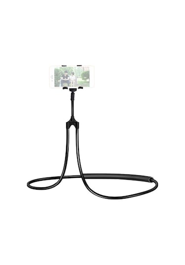 Hombey 78cm Siyah Evrensel Telefon Tutucu - Esnek Boyut Ayarı 3.5-6 İnç - Boyun/bel/ofis Uyumlu - Vlog, Selfie, Film İçin Konforlu