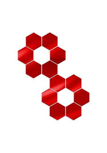 Mufunye Kırmızı Akrilik Hexagon Yansıtmali Duvar Sticker Seti 12 Adet - 20x17x10cm, Çocuk Odası/banyo Dekorasyonu, Dıy Desenler, Kolay Kurulum Kırmızı