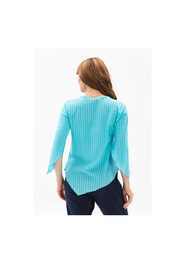 Rodos Gofre Bluz Turkuaz Trkz