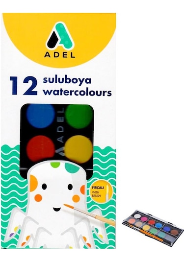 Adel 12 Renk Sulu Boya 24 Mm.