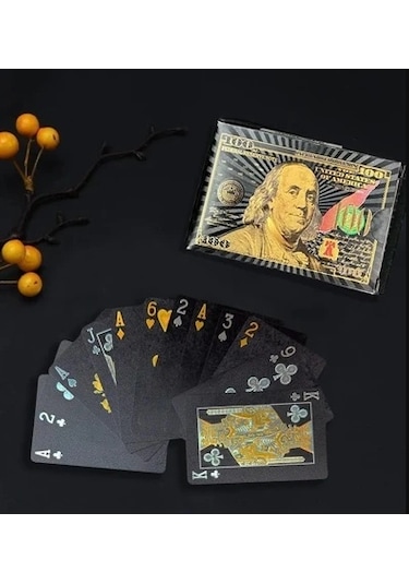 Dükkan Design Black Serisi 100 Dolar Plastik İskambil Kartları