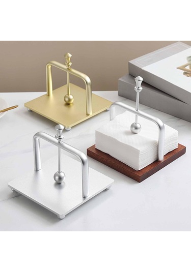 Homyl Peçetelik Metal Dekoratif İçecek Peçete Kutusu Yemek Altın