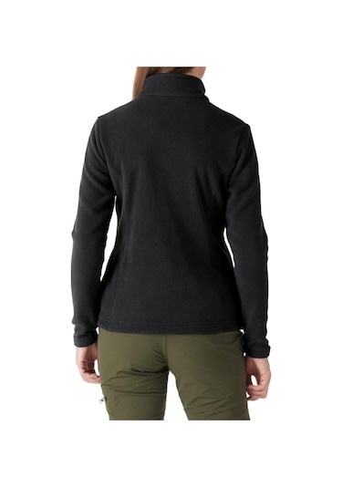 Genıus Store Kadın Tam Fermuarlı Kalın Outdoor Polar Ceket Siyah