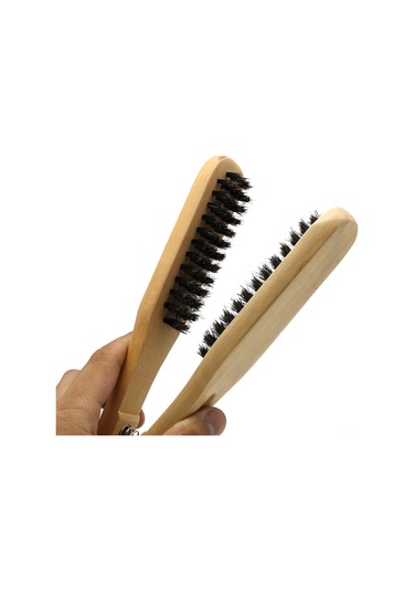 Yifomall Ahşap V Şekilli Saç Düzleştirme Fırçası - Çift Taraflı Doğal Tarak